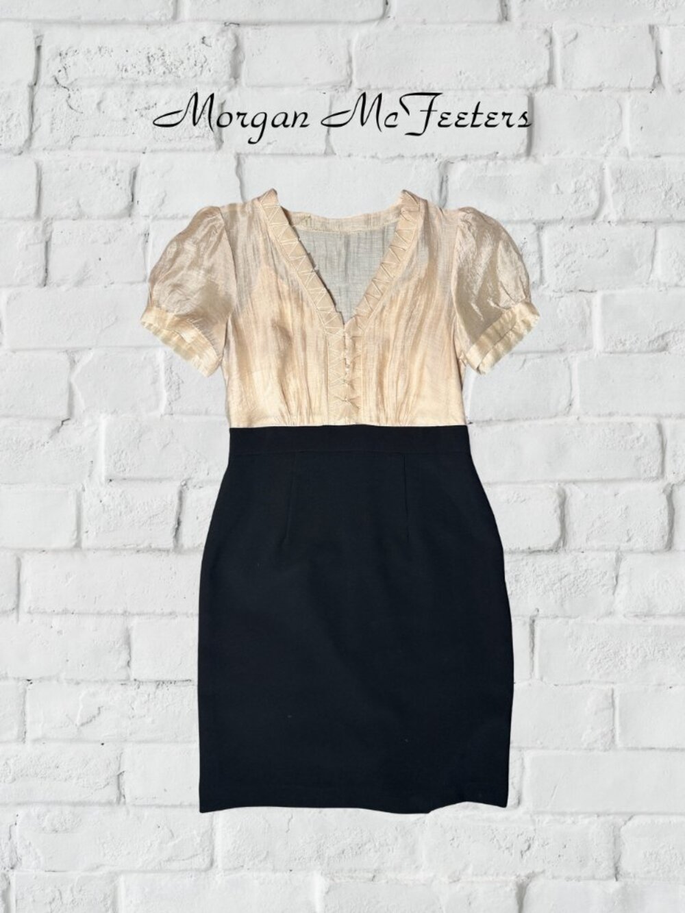 Morgan McFeeters Colorblock Dress Champagne Black 8